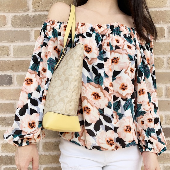 Coach Purse Top Zip tote light khaki yellow - Picture 4 of 6